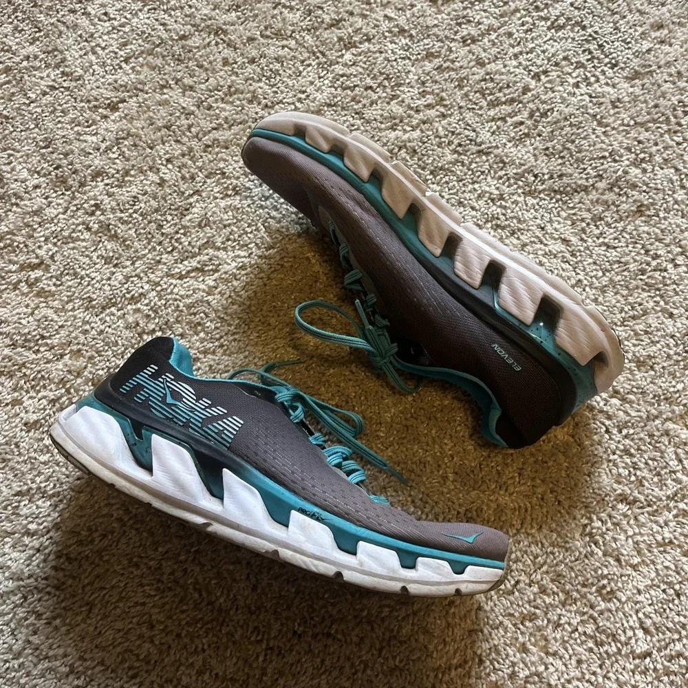 HOKA One One Elevon Teal Gray Running‎ Shoes 1019268 Women's Size 9 Lace Up